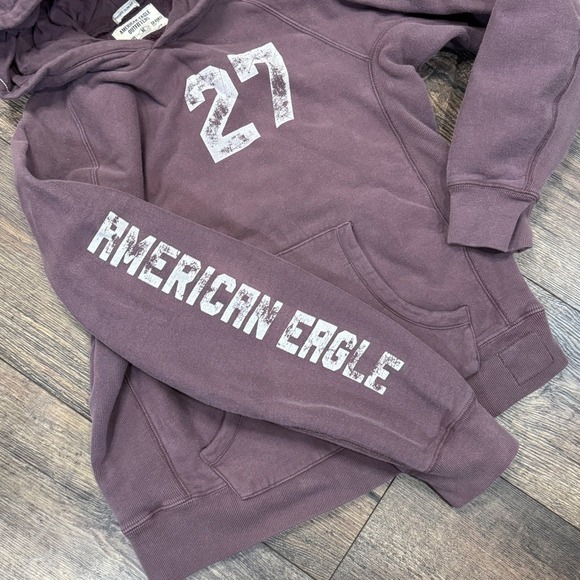 Vintage Y2K American Eagle Outfitters Purple 27 Graphic Hoodie Sweatshirt Size S - Picture 3 of 4
